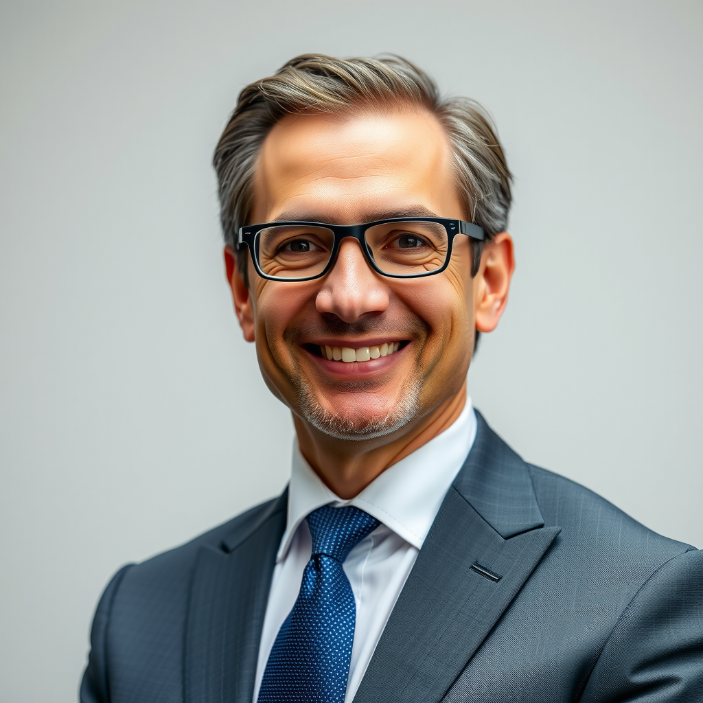 Ritratto professionale di Marco Conti, Direttore Finanziario Certificato con oltre 15 anni di esperienza nella pianificazione finanziaria internazionale, indossa un abito formale e sorride con fiducia